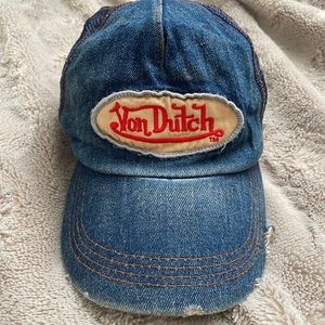 Genuine dark blue kustommade distressed Von Dutch hat